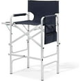 thumbnail image 1 of QRKD Tall Director Chair for Seniors & Makeup Artists, 31" Seat Height, 250 lbs Capacity, Folding Chair with Side Table, Pocket & Cup Holder, Portable for Camping, Fishing & Events, Navy Blue, 1 of 20