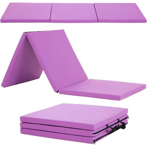 QRKD Tumbling Mats Portable Gymnastics Mat Foldable Tumbling Mat Thick PU Leather Exercise Mat Yoga Mat with Carrying Handles for home Workout outdoor Yoga Gymnastics