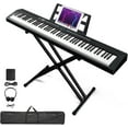thumbnail image 1 of QRKD Weighted Keyboard Piano 88 Keys Digital Piano with Adjustable Dual "X" Shape Stand, Portable Bag, Professional Pedal, Stereo Headphones and Smart MIDI Bluetooth Function(Weighted Key-Black), 1 of 7