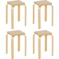 thumbnail image 1 of QRKD Wooden Stackable Stools Set of 4, 18" Square Backless Student Chairs w/Non-Slip Pads, Lightweight Stacking Stools for Kitchen, Classroom, Dining Room 330lb Capacity Natural, 1 of 8