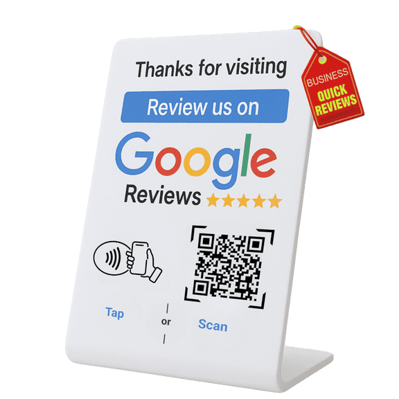 QRLynk Google Review Stand- NFC+ QR code- Tap & Review- Easy Customer Reviews