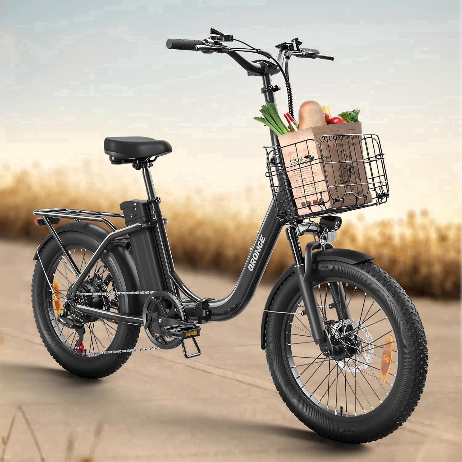 1000W Folding Electric Bike for Adults 20" Fat Tire Foldable Step Through E-Bike up to 70Miles Range 20mph Max Speed 36V 13.5AH Battery Front Fork Suspension E-Mountain Bikes 7 Speed, UL2849 by SGS
