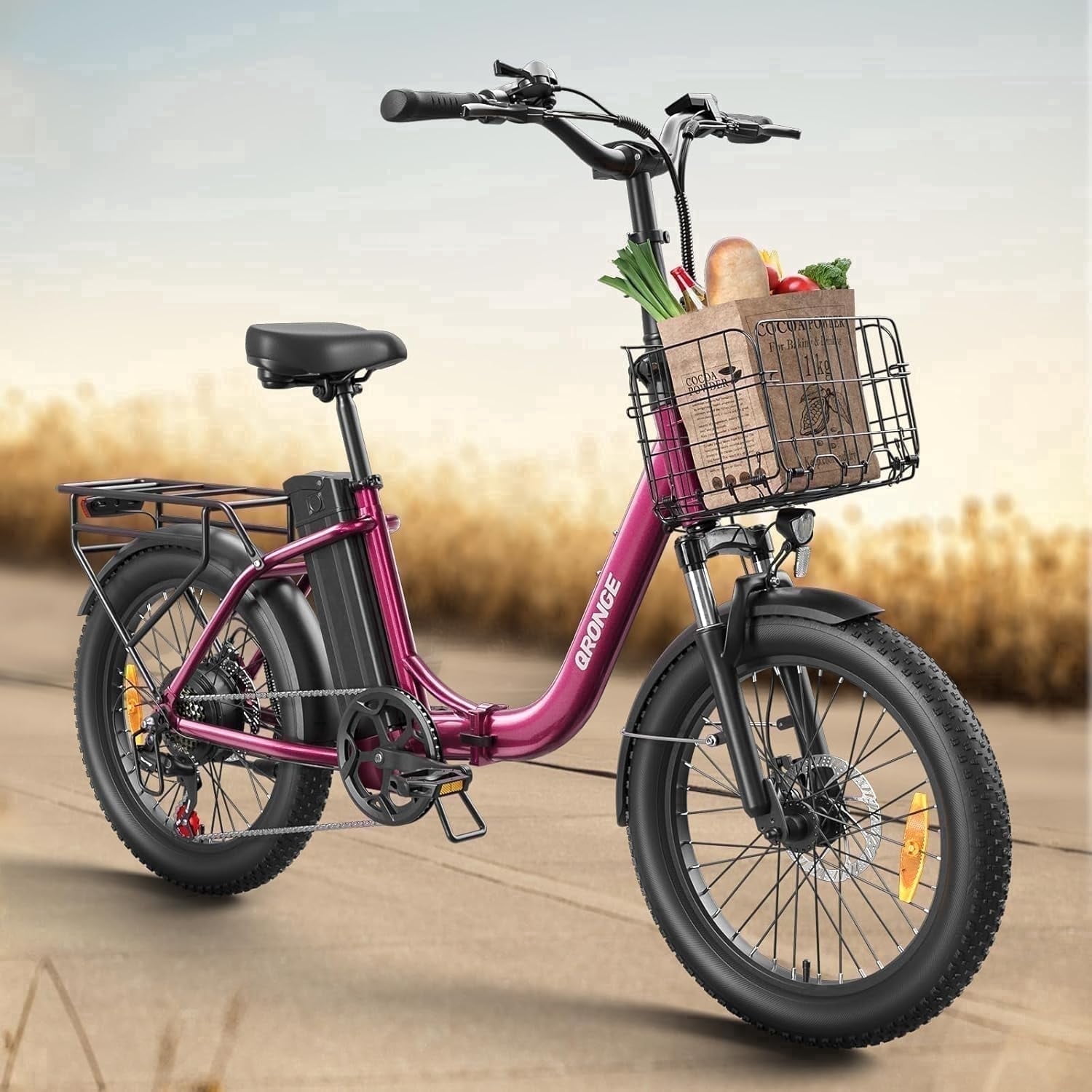 1000W Folding Electric Bike for Adults 20" Fat Tire Foldable Step Through E-Bike up to 70Miles Range 20mph Max Speed 36V 13.5AH Battery Front Fork Suspension E-Mountain Bikes 7 Speed, UL2849 by SGS