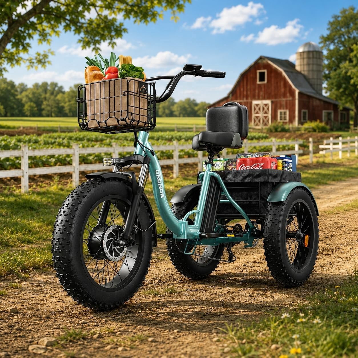 20" Electric Tricycle for Adults 1200W Peak Step-Thru E-Trike up to 75Miles Range 15 mph Fat Tire Electric Trike 3 Wheel Electric Bike for Seniors, 36V 20AH Battery E-Mountain Bikes, UL2849 by SGS
