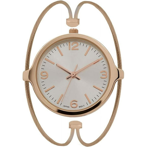QRTZ Brand Wire Rose Gold Cuff Alloy Watch - 15186 Women Adult