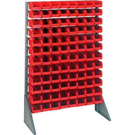 QRU-12S-220-96 Single Sided 12 Rail Unit with 96 QUS220 Ultra Stack & Hang Bins, Red