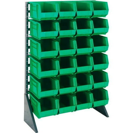 QRU-12S-240-24 Single Sided 12 Rail Unit with 24 QUS240 Ultra Stack & Hang Bins, Green