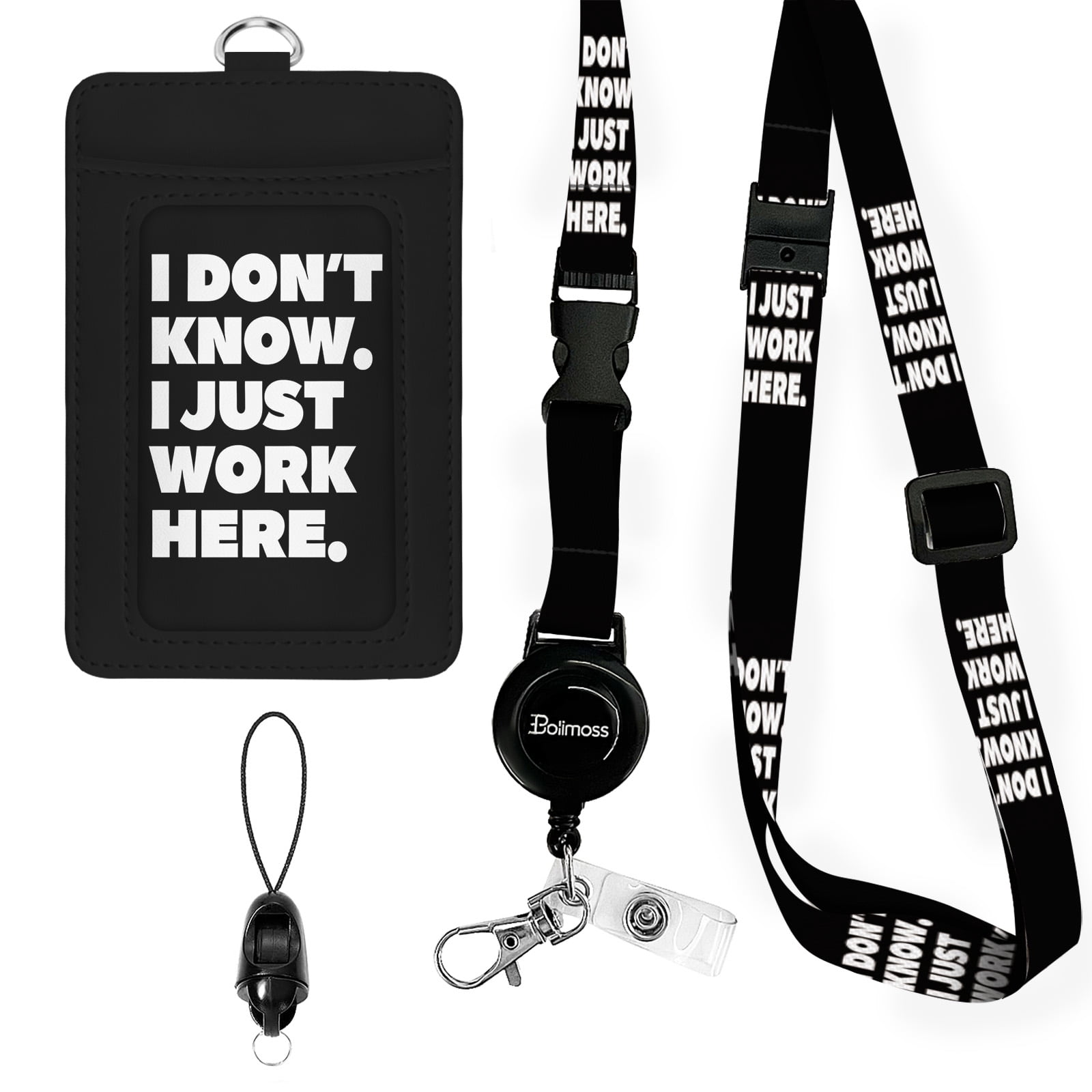 QRZ Funny Lanyards for ID Badges,PU Leather Badge Holders with ...
