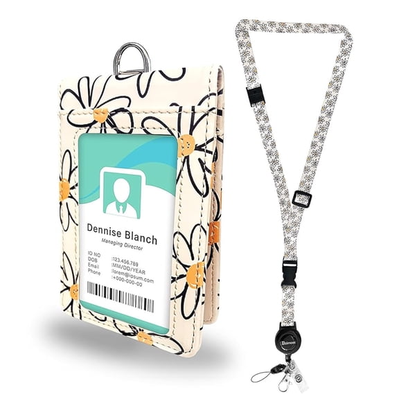 QRZQRZ Highland Cow Lanyards for ID Badges, Leather Badges Holder with Double Sided Windows, Cute Adjustable Lanyard with Retractable Reel, Quick-Release Buckles Breakaway Neck Lanyards