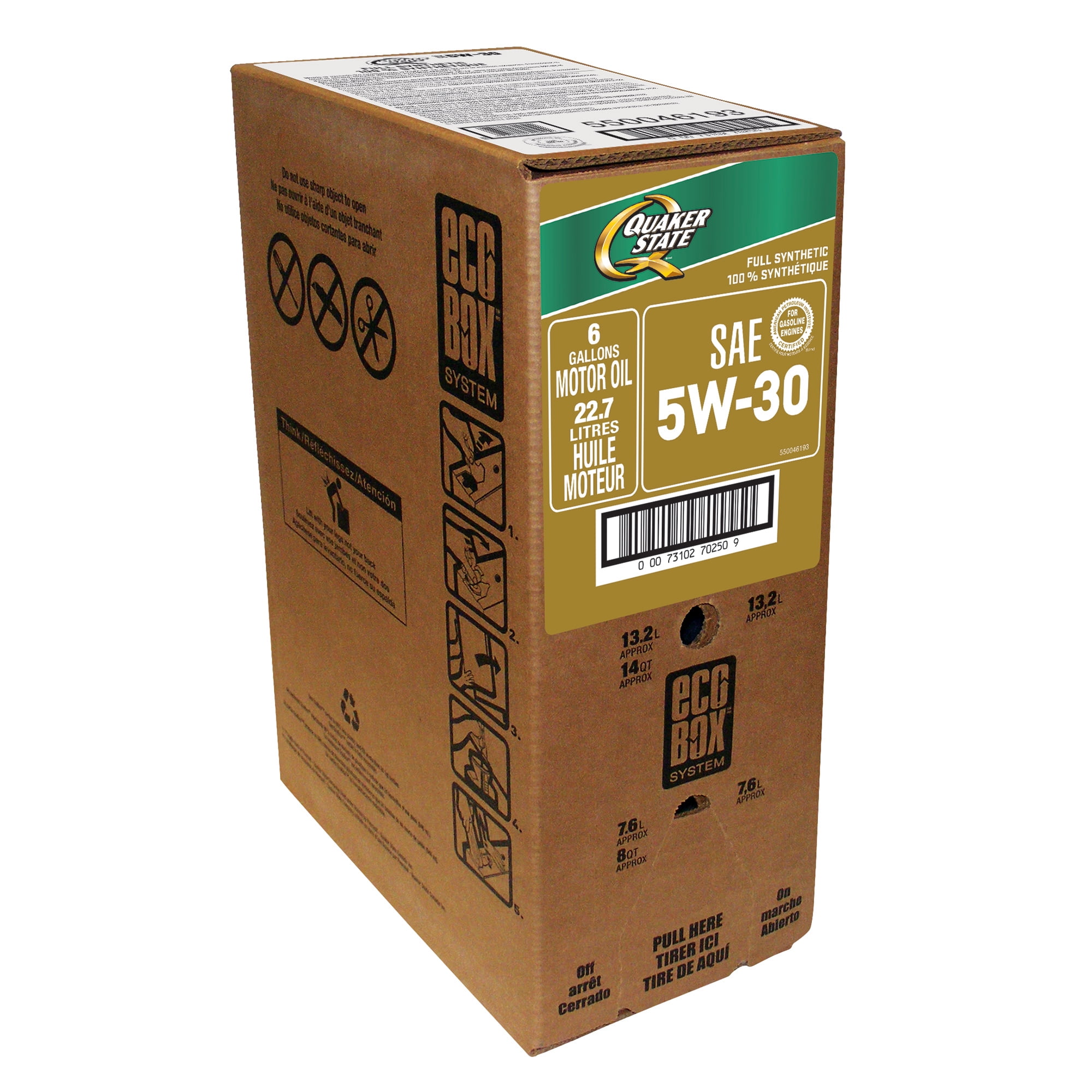 Quaker State Full Synthetic 5W-30 Motor Oil Ecobox, 1 Quart -- offer valid for in store oil change only