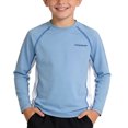 thumbnail image 1 of QSAWXQZ Boy's Athletic Shirt Long Sleeve Crew Neck Rash Guard Color Block Side Panel Quick Dry Moisture Wicking Breathable Workout Sports Top for Summer 11 Years, 1 of 9