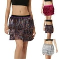 thumbnail image 1 of QSAWXQZ Carnival Tassel Skirt for Women Loose Color Block Sequins Mini Skirt Hot Pink-1 L, 1 of 9