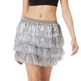 thumbnail image 1 of QSAWXQZ Carnival Tassel Skirt for Women Loose Color Block Sequins Mini Skirt Silver-2 L, 1 of 7