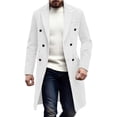 thumbnail image 1 of QSAWXQZ Double Breasted Coat for Men Long Sleeve Lapel Button Down Knee Length Cardigan Jackets with Pockets White 2XL, 1 of 6