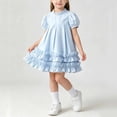 thumbnail image 1 of QSAWXQZ Girls Dress Short Sleeve Crew Neck Ruffle Hem a-lined Mini Dress 9-10 Years, 1 of 9