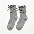 thumbnail image 1 of QSAWXQZ Girls' Lace Trim Knee High Socks Ruffle Cuff Dress Socks 5-6Years, 1 of 5