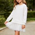 thumbnail image 1 of QSAWXQZ Girls Tulle Dress Long Sleeve Crew Neck Solid Sweatshirt Mini Dress 7-8 Years, 1 of 7