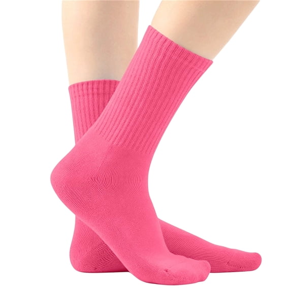 QSAWXQZ Kids' Crew Socks Solid Knitting Breathable Mid Calf Socks 5-13Years
