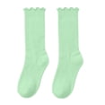 thumbnail image 1 of QSAWXQZ Kids' Ruffle Crew Socks Solid Breathable Mid Calf Socks 6-14Years, 1 of 6