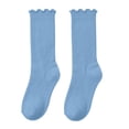 thumbnail image 1 of QSAWXQZ Kids' Ruffle Crew Socks Solid Breathable Mid Calf Socks 6-14Years, 1 of 6