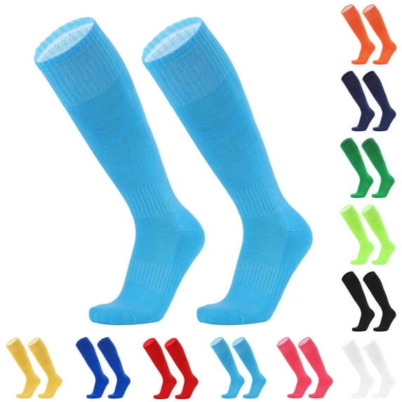 QSAWXQZ Kids' Soccer Socks Cotton Knee High Non Slip Breathable Cushioned Athletic Socks Free Size
