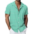 thumbnail image 1 of QSAWXQZ Men Button Down Shirt Plaid Short Sleeve Collared Vacation Work Shirt for Summer 3XL, 1 of 8