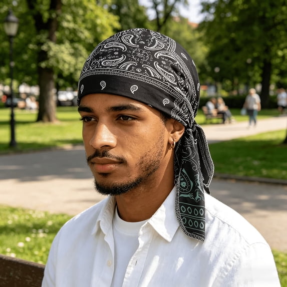 QSAWXQZ Men Pirate Bandana Head Wrap Stretch Printed Skull Cap Tie Back Head Scarf Free Size
