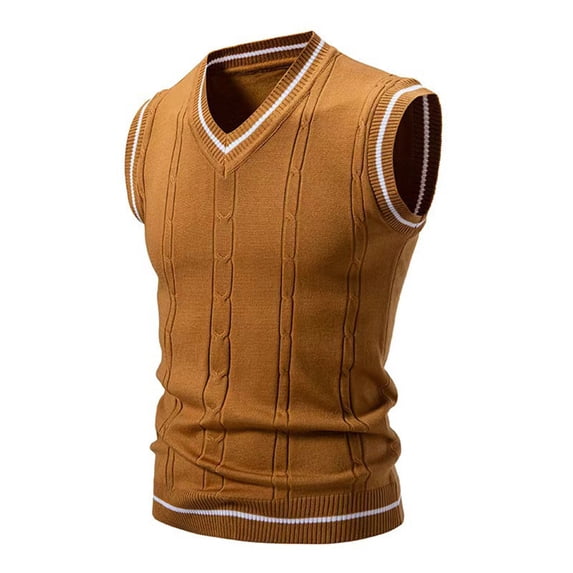 QSAWXQZ Men' Sweater Vest V Neck Sleeveless Cable Knit Ribbed Pullover Vest for Fall 2XL