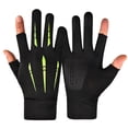 thumbnail image 1 of QSAWXQZ Men's 2 Cut Finger Fishing Gloves UPF 50+ Sun Protection Ice Silk Breathable Non Slip Grip for Kayaking Green Free Size, 1 of 3