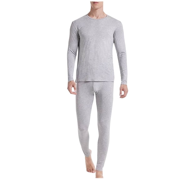 QSAWXQZ Men's 2PC Modal Blend Thermal Long Underwear Top and Pants Set Crew Neck Long Sleeve Stretch Soft Winter Base Layer M