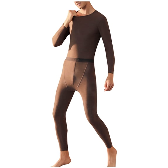 QSAWXQZ Men's 2PC Thermal Long Underwear Top and Pants Set Crew Neck Long Sleeve Thick Fleece Lined Stretch Winter Base Layer 3XL