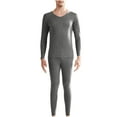 thumbnail image 1 of QSAWXQZ Men's 2PC Thermal Long Underwear Top and Pants Set V Neck Long Sleeve Seamless Stretch Base Layer 4XL, 1 of 3