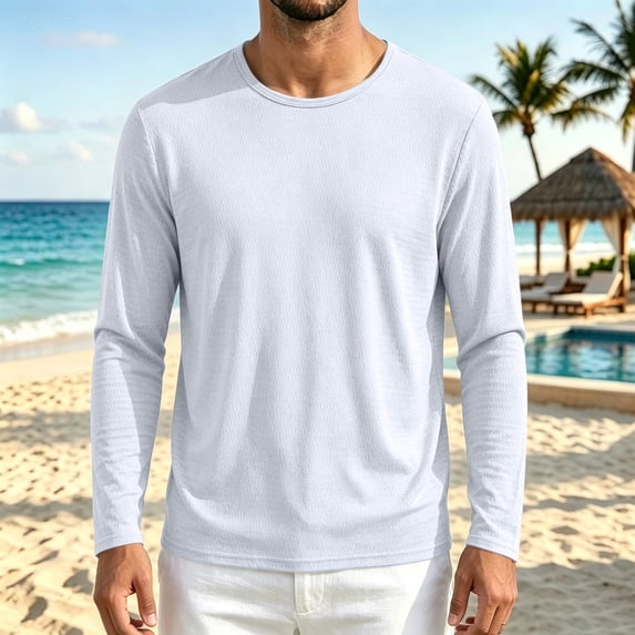 QSAWXQZ Men's Athletic T Shirt Crew Neck Long Sleeve Quick Dry Breathable Top L