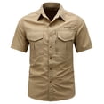 thumbnail image 1 of QSAWXQZ Men's Cargo Shirt Button Down Top Quick Dry Breathable Short Sleeve Lapel Collar Solid Tactical Summer Shirt with Pockets for Hiking and Outdoor Khaki M, 1 of 8