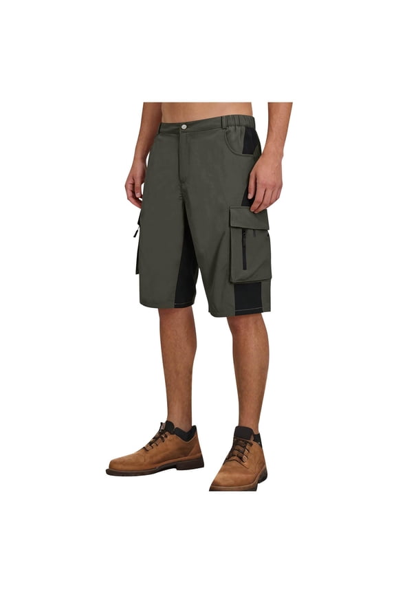 Men's Cargo Shorts with Pockets Drawstring Elastic Waist Color Block Relaxed Bermuda Bottoms for Hiking Outdoor Casual Wear S