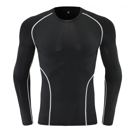 QSAWXQZ Men's Compression Shirts Long Sleeve Crewneck Elastic Solid Base Layer Pullover Top for Workout Gray 2XL