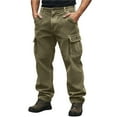 thumbnail image 1 of QSAWXQZ Men's Corduroy Cargo Pants Solid Button Straight Leg Pants with Pockets for Hiking Olive Green L, 1 of 8