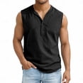 thumbnail image 1 of QSAWXQZ Men's Cotton Linen Tank Top Button V Neck Sleeveless Solid Lightweight T-Shirt Summer Casual Vest S, 1 of 4