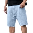 thumbnail image 1 of QSAWXQZ Men's Denim Jean Shorts Classic Washed Jorts Relaxed Straight Leg Half Pants with Pockets Light Blue 42, 1 of 8