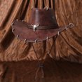 thumbnail image 1 of QSAWXQZ Men's Faux Leather Cowboy Hat Wide Brim with Bull Skull Ornament Halloween Hat Free Size, 1 of 5