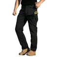 thumbnail image 1 of QSAWXQZ Men's Fleece Lined Cargo Pants Windproof Waterproof Solid Zip Elastic Waist Pants with Zipper Pockets for Hiking Black M, 1 of 4