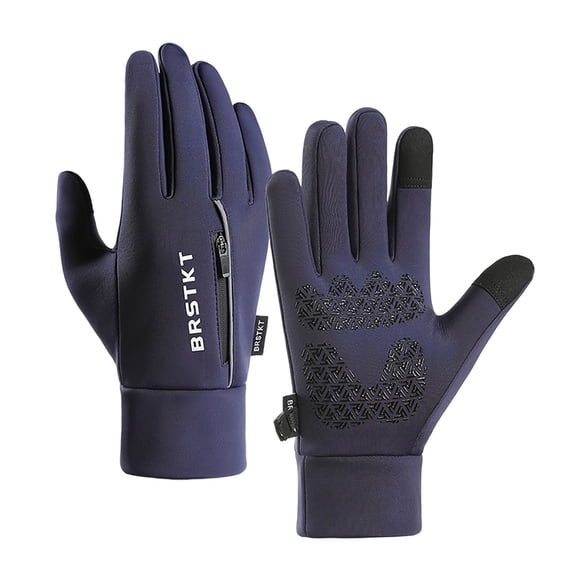 QSAWXQZ Men's Fleece Touchscreen Windproof Cycling Gloves Blue-1 XL