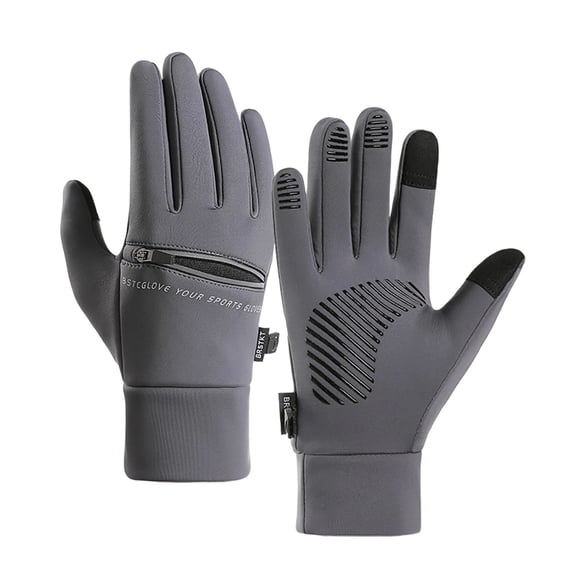 QSAWXQZ Men's Fleece Touchscreen Windproof Cycling Gloves Gray-2 XL