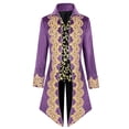 thumbnail image 1 of QSAWXQZ Men's Gothic Steampunk Tailcoat Jacket Long Sleeve Lapel Button Down Embroidery Medieval Frock Coat Purple M, 1 of 7