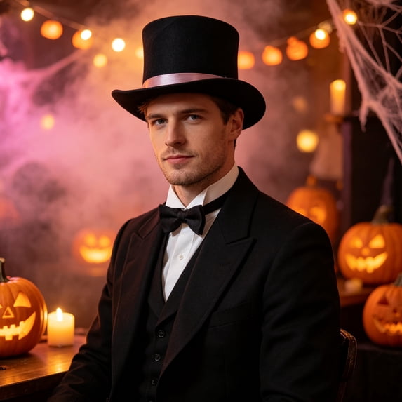 QSAWXQZ Men's Halloween Top Hat Tall Crown Brimmed Party Hat Free Size