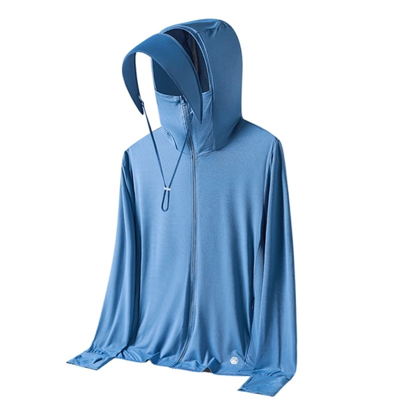 QSAWXQZ Men's Lightweight Hooded Sun Jacket Zip up Long Sleeve Cooling Fishing Shirt for Outdoor Cycling 3XL