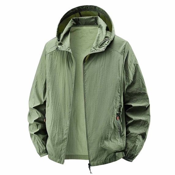 QSAWXQZ Men's Lightweight Windbreaker Jacket Long Sleeve Hooded Sun Protection Coat Breathable Thin Outdoor Hiking Jacket with Pockets XL