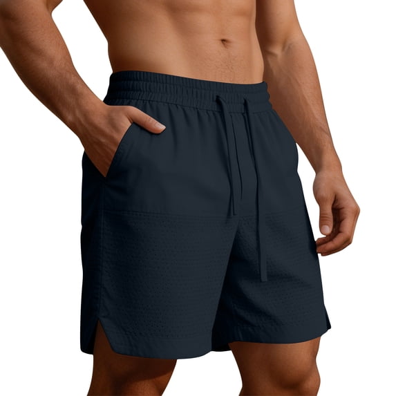 QSAWXQZ Men's Mesh Quick Dry Breathable Cooling Shorts with Pockets Elastic Waist Drawstring Bottoms Lightweight for Workout L