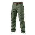 thumbnail image 1 of QSAWXQZ Men's Outdoor Cargo Pants Solid Athletic Straight Leg Joggers with Pockets for Hiking Green 44, 1 of 2