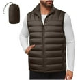 thumbnail image 1 of QSAWXQZ Men's Packable Puffer Vest Lightweight Sleeveless Windproof Zip Up Cardigan Quilted Down Tank with Pockets Brown 2XL, 1 of 8